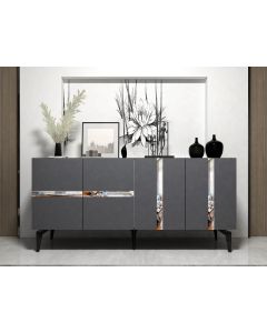 HANAH HOME Komoda Vania, antracit/srebrna