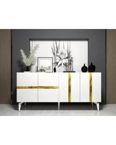 HANAH HOME Komoda Vania, bela/zlatna