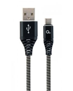 GEMBIRD USB Type-C kabl, pleteni, CC-USB2B-AMCM-2M-BW, 2m, crna/bela - 38333