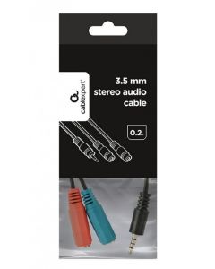 GEMBIRD Audio kabl adapter sa 2x 3.5 mm na 1x 3.5mm, 0.2 m, crna - 9467