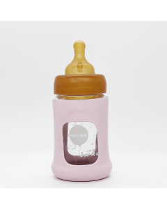 Hevea flašica sa širokim otvorom i zaštitnim rukavom Puder roza 1 kom, 150ml/5oz - 478603