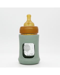Hevea staklena flašica sa širokim otvorom i zaštitnim rukavom 1 kom, 150ml/5oz, Morska pena - 478605