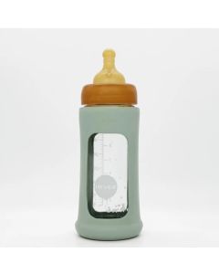 HEVEA Flašica sa sirokim otvorom i zastitnim rukavom Morska pena 1 kom, 250ml/8.5oz