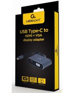 GEMBIRD A-USB3C-HDMIVGA-01 USB Type-C to HDMI + VGA display adapter, space grey - 42543-1