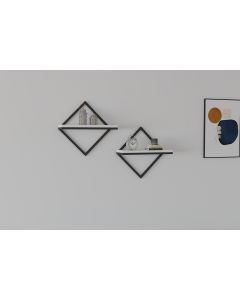 HANAH HOME Zidna polica Sezo, crna/bela - 495SSE1123