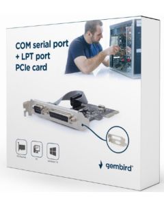 GEMBIRD PEX-COMLPT-01 COM serial port+LPT port PCI-Express add-on card, +extra low-profile bracket - 19931