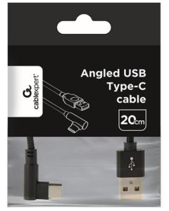 GEMBIRD USB Typee-C kabl, pod uglom, CC-USB2-AMCML-0.2M, za punjenje i prenos podataka, 0.2m, crna - 39810