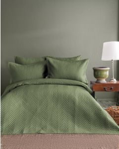 DEKOR DOM Set prekrivač i jastučnice Issimo double - Simply Satin, zelena - 040691