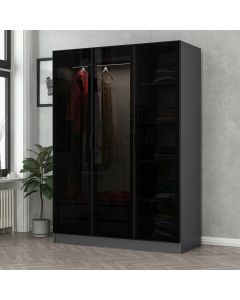 HANAH HOME Ormar sa staklenim vratima Kale 2271, crna/antracit - 506MNR2271