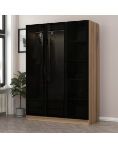 HANAH HOME Ormar sa staklenim vratima Kale 2285, tamnosiva/braon - 506MNR2285
