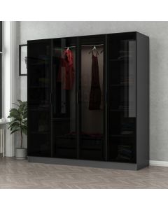 HANAH HOME Ormar sa staklenim vratima Kale 6090, siva/crna