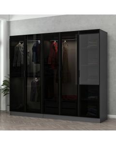 HANAH HOME Ormar sa staklenim vratima Kale 6652, siva/crna