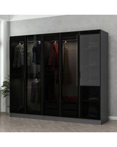 HANAH HOME Ormar sa staklenim vratima Kale 6091, siva/crna