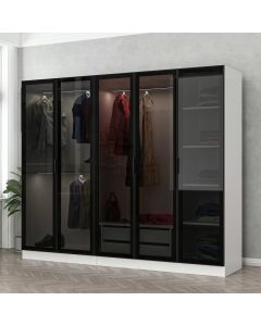 HANAH HOME Ormar sa staklenim vratima Kale 6662, bela/crna