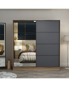 HANAH HOME Klizni ormar sa ogledalom Kale 3175, siva/braon