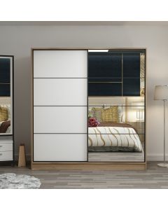 HANAH HOME Klizni ormar sa ogledalom Kale 7161, bela/braon