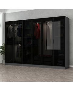 HANAH HOME Ormar sa staklenim vratima Kale 6653, siva/crna