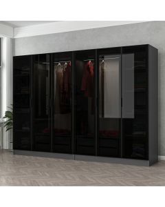 HANAH HOME Ormar sa staklenim vratima Kale 6654, siva/crna