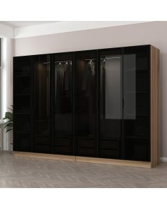 HANAH HOME Ormar sa staklenim vratima Kale 7651, crna/braon