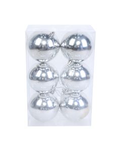 Novogodišnje kugle 8cm set 6/1, srebrna