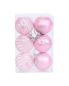 Novogodišnje kugle 8cm set 6/1, roze