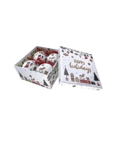 Novogodišnje kugle 7.5cm u ukrasnoj kutiji set 4/1