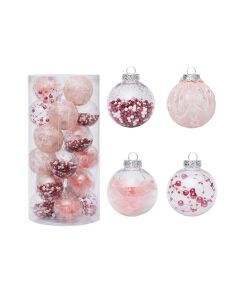 Novogodišnje kugle crveno-roze, set 1/24kom - 51-571000