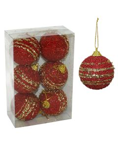 DENIS Set novogodišnjih kugli 6cm 6/1, crvena