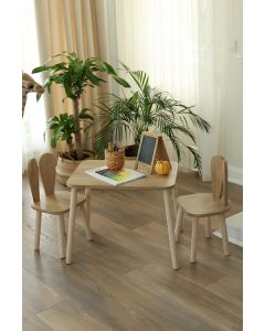 HANAH HOME Dečiji drveni sto i stolica Bunny, braon - 517BMB1106
