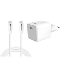 SANDBERG 441-58 USB-C 20W Charger EU+USB-C>C, Incl. 1 m USB-C charge cable