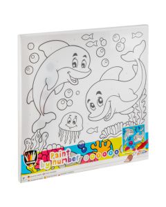 GRAFIX Platno Sa Printom + Vodene Boje sa Četkicom - Delfin - 52028