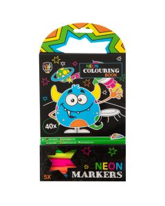 GRAFIX Mini Bojanka + 5 Mini Neonskih Markera - Čudovišta - 52139