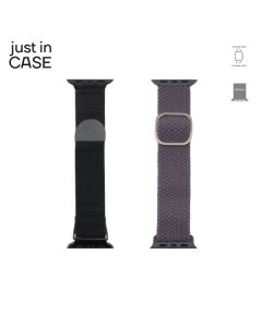 JUST IN CASE 2u1 Narukvica 38-41mm crna MILANESE + siva tekstil - MT3841BKGR