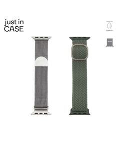 NARUKVICA 2in1, tekstil/metal, 38-41mm, maslinasta/siva - MT3841SVGN