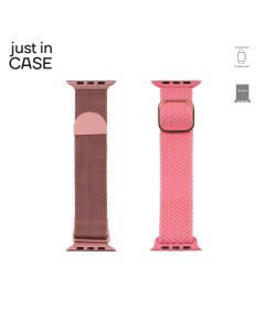 JUST IN CASE 2u1 Narukvica 42-45mm pink MILANESE + pink tekstil - MT4245PKPK