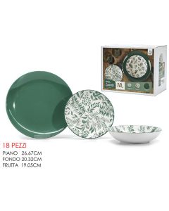 GUSTO CASA Set 18/1 porcelan Leaves Verde
