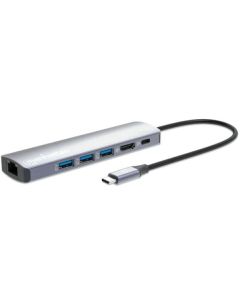 MANHATTAN Docking station 153959 6in1 USB-C - HDMI/3xUSB/GLAN/PD 100W