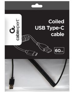 GEMBIRD CC-USB2C-AMCM-0.6M Spiralni USB 2.0 AM na USB-C kabl, 0.6m, black - 44274