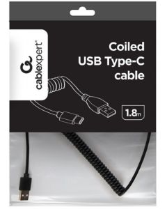 GEMBIRD CC-USB2C-AMCM-6 Spiralni USB 2.0 AM na USB-C kabl, 1.8 m, black - 44275