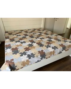 VIKTORIJA Čaršav Ranforce 160x240cm bez lastiša brown puzzle - VLK000536-brownpuzzle