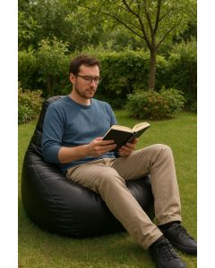 ATELIER DEL SOFA Lazy bag Deri Armut, crna