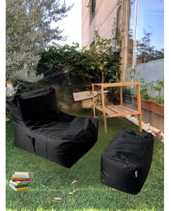 ATELIER DEL SOFA Baštenski lazy bag set 2/1 Xxl Sedir, crna