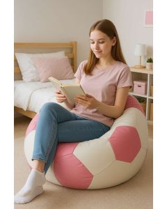 ATELIER DEL SOFA Lazy bag Football Big, bela/roze