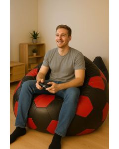 ATELIER DEL SOFA Lazy bag Football Big, crna/crvena