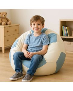 ATELIER DEL SOFA Lazy bag Football Small, tirkizna/bela