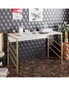 HANAH HOME Radni sto Tuna, zlatna/krem