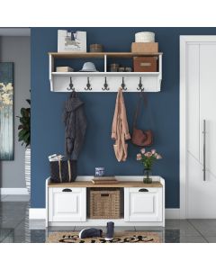 HANAH HOME Cipelarnik sa čivilukom i policama P2 1636, bela/braon