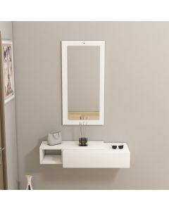 HANAH HOME Zidna polica sa ogledalom Vien, bela