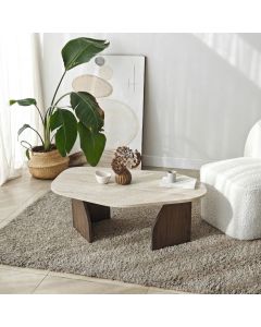 HANAH HOME Klub sto Rock, mermerna krem/braon