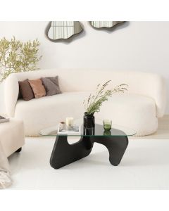 HANAH HOME Klub sto Freya, staklo/antracit